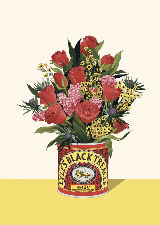 Black Treacle & Red Roses bouquet- A4 or A3